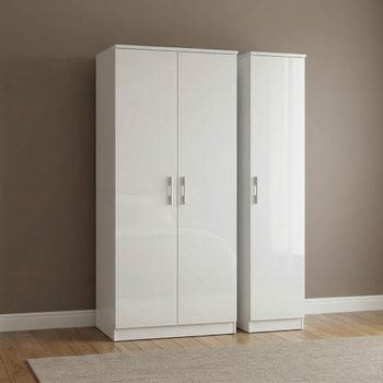 Knightsbridge White Gloss 3 Door Triple Wardrobe