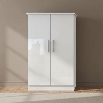 Knightsbridge White Gloss 2 Door Midi Wardrobe
