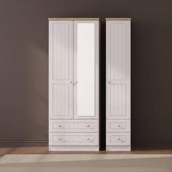 Vienna Cashmere 3 Door 1 Mirror Combi Tall Wardrobe