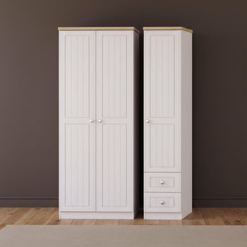 Vienna Cashmere 3 Door RHF 2 Drawer Triple Wardrobe