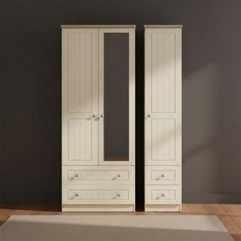Vienna Cream 3 Door 1 Mirror Combi Wardrobe