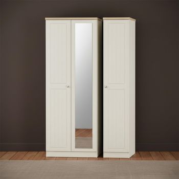 Vienna Cream 3 Door 1 Mirror Tall Triple Wardrobe