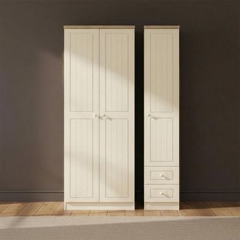 Vienna Cream 3 Door RHF 2 Drawer Tall Triple Wardrobe