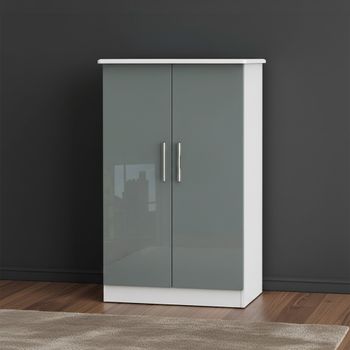 Knightsbridge Grey Gloss and White 2 Door Midi Wardrobe