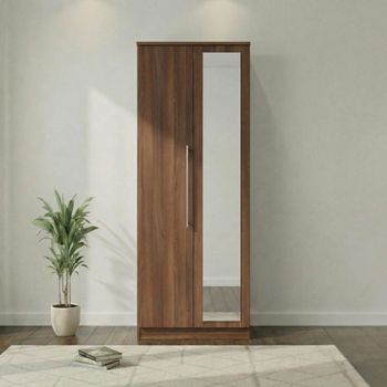 Sherwood 2 Door 1 Mirror Tall Walnut Wardrobe