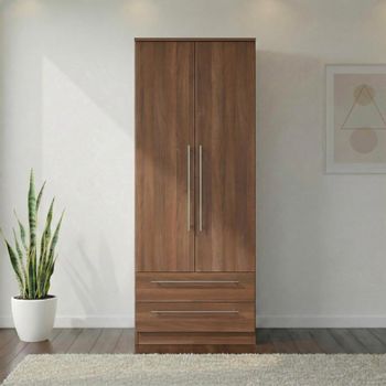 Sherwood 2 Door 2 Drawer Tall Walnut Wardrobe