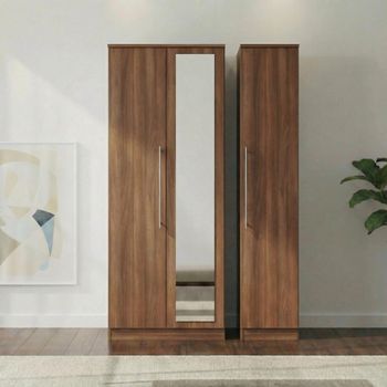 Sherwood 3 Door 1 Mirror Tall Triple Walnut Wardrobe