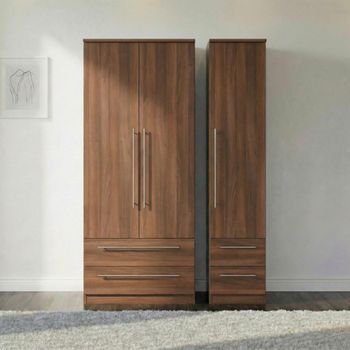 Sherwood 3 Door 4 Drawer Triple Walnut Wardrobe