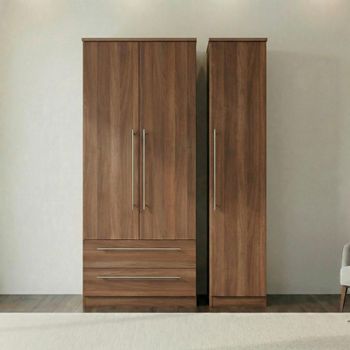 Sherwood 3 Door LHF 2 Drawer Triple Walnut Wardrobe