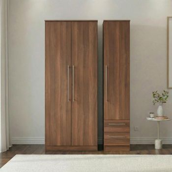 Sherwood 3 Door RHF 2 Drawer Tall Triple Walnut Wardrobe