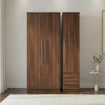 Sherwood 3 Door RHF 2 Drawer Triple Walnut Wardrobe