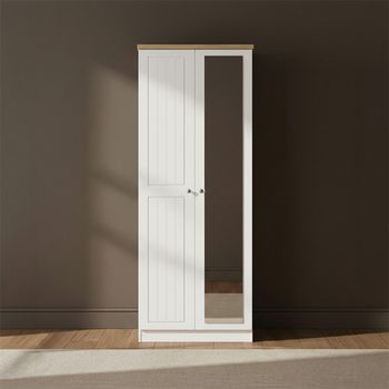 Vienna Porcelain 2 Door 1 Mirror Tall Wardrobe