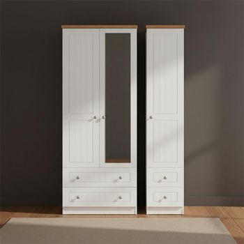 Vienna Porcelain 3 Door 1 Mirror Combi Wardrobe