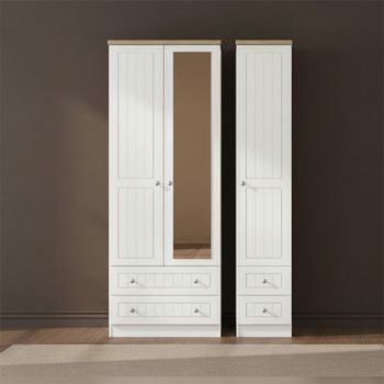 Vienna Porcelain 3 Door 1 Mirror Combi Tall Wardrobe