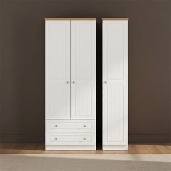 Vienna Porcelain 3 Door LHF 2 Drawer Tall Triple Wardrobe