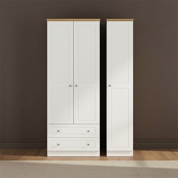 Vienna Porcelain 3 Door LHF 2 Drawer Triple Wardrobe