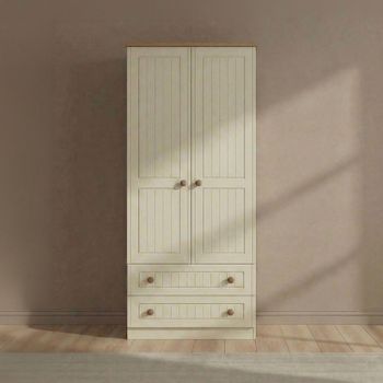 Warwick Cream and Oak 2 Door 2 Drawer Double Wardrobe