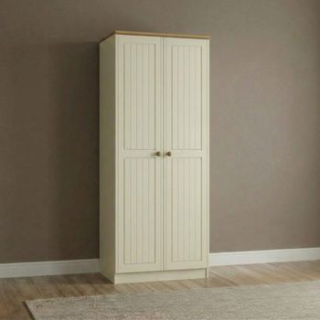 Warwick Cream and Oak 2 Door Tall Plain Wardrobe