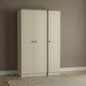 Warwick Cream and Oak 3 Door Tall Triple Wardrobe