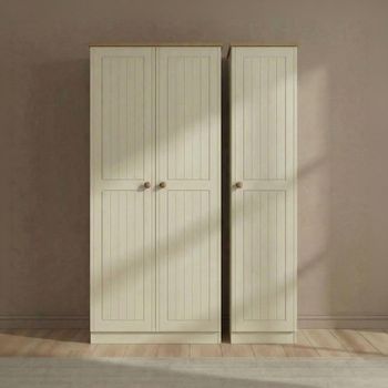 Warwick Cream and Oak 3 Door Triple Wardrobe