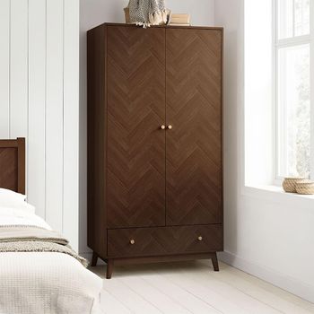 Herringford Walnut 2 Door 1 Drawer Wardrobe
