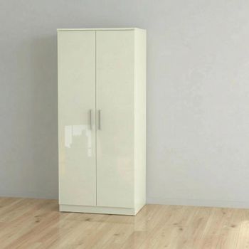 Knightsbridge Plain Cream Gloss 2 Door Wardrobe
