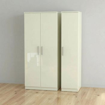 Knightsbridge Cream Gloss 3 Door Triple Wardrobe