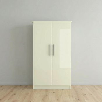 Knightsbridge Cream Gloss 2 Door Midi Wardrobe