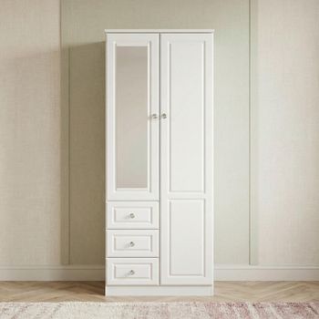 Crystal Combi White 2 Door 1 Mirror RHF 3 Drawer Wardrobe