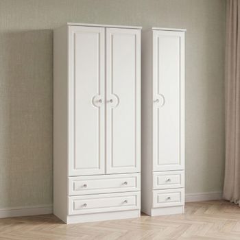 Crystal Tall White 3 Door 4 Drawer Triple Wardrobe