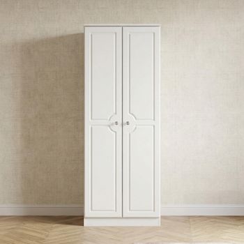 Crystal White 2 Door Plain Tall Wardrobe