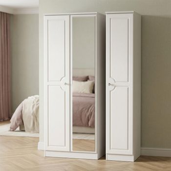 Crystal White 3 Door 1 Mirror Tall Triple Wardrobe