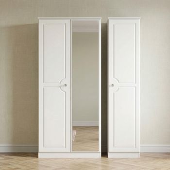 Crystal White 3 Door 1 Mirror Triple Wardrobe