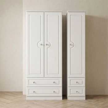 Crystal White 3 Door 4 Drawer Triple Wardrobe