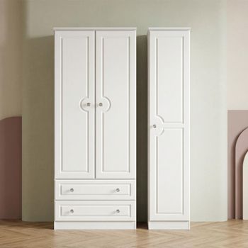 Crystal White 3 Door LHF 2 Drawer Triple Wardrobe
