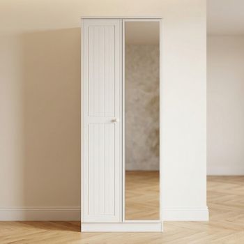 Warwick White 2 Door 1 Mirror Tall Wardrobe
