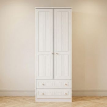Warwick White 2 Door 2 Drawer Tall Wardrobe