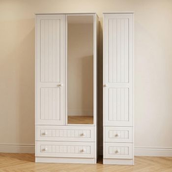 Warwick White 3 Door 1 Mirror Combi Wardrobe