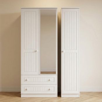 Warwick White 3 Door 1 Mirror LHF 2 Drawer Combi Wardrobe
