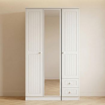 Warwick White 3 Door 1 Mirror Combi Tall Wardrobe