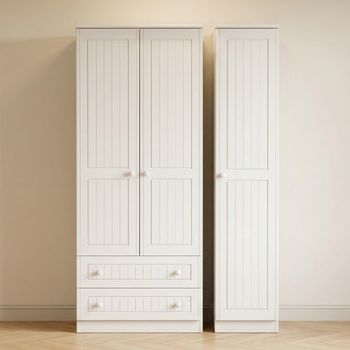 Warwick White 3 Door LHF 2 Drawer Triple Wardrobe