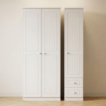 Warwick White 3 Door RHF 2 Drawer Triple Wardrobe