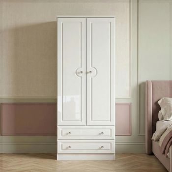 Balmoral White Gloss 2 Door 2 Drawer Double Wardrobe