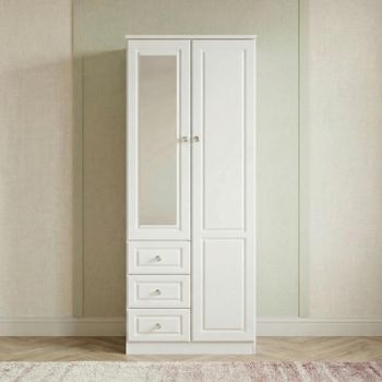 Balmoral White Gloss 2 Door Combi RHF 3 Drawer Wardrobe with 1 Mirror