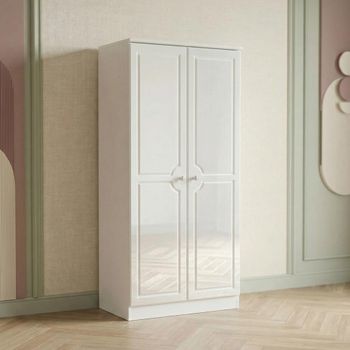 Balmoral White Gloss H 182.4cm 2 Door Plain Wardrobe