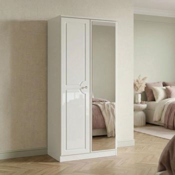 Balmoral White Gloss 2 Door with 1 Mirror Wardrobe