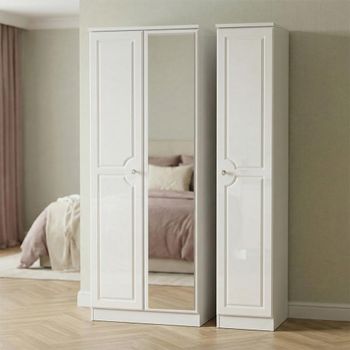 Balmoral White Gloss 3 Door Tall Triple Wardrobe with 1 Mirror