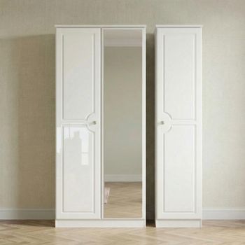 Balmoral White Gloss 3 Door Triple Wardrobe with 1 Mirror