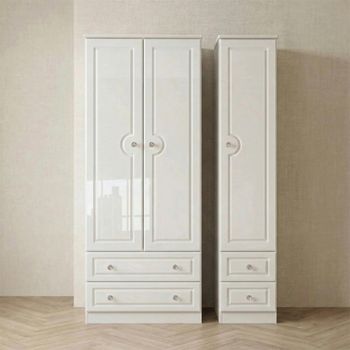 Balmoral White Gloss 3 Door Triple Wardrobe with 4 Drawer