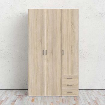 Space Oak 3 Door 3 Drawer Wardrobe